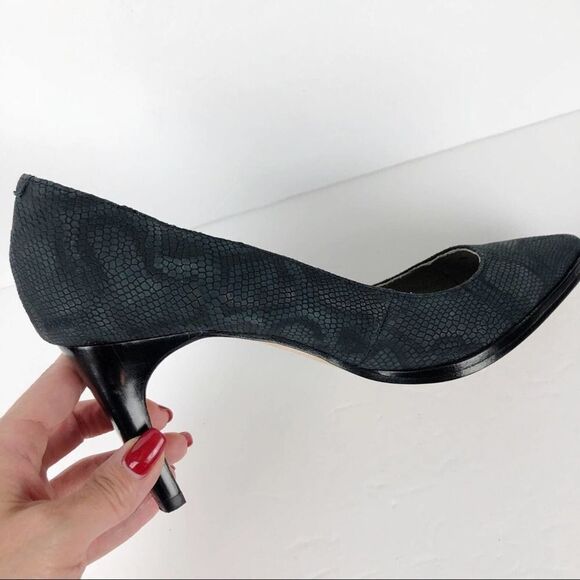 Matt Bernson Python Snake Embossed Pointy Toe Heels Pump Black charcoal 9.5 - Picture 13 of 16